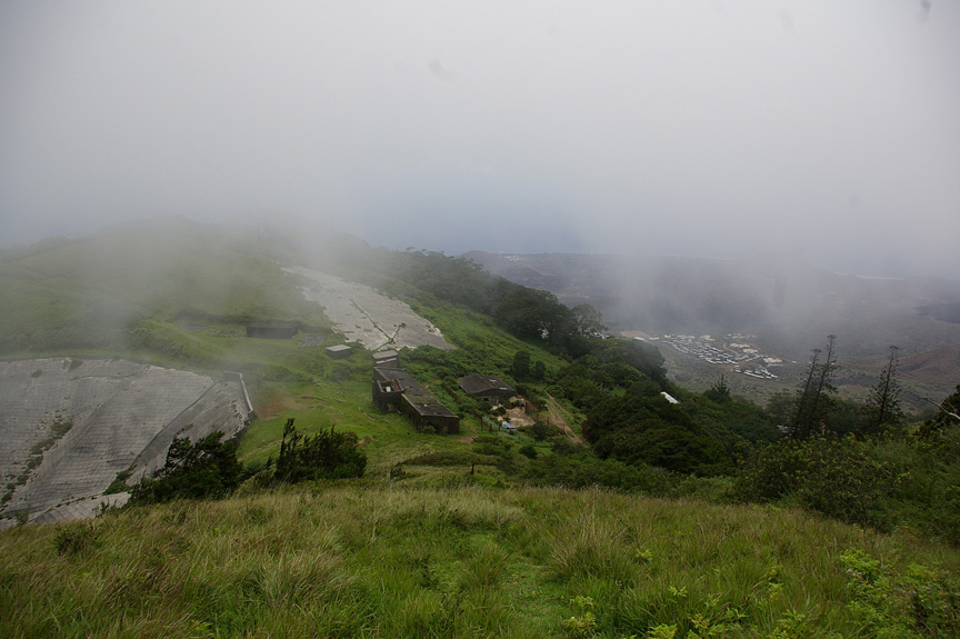 The mist obscures Breakneck Valley below