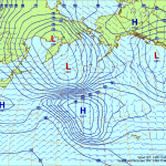 North­ern Pacific surface pres­sure and winds, 19 Mar 2011, 1450Z
